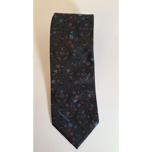 OSCAR DE LARENTA Men's‎ Silk Neck Tie Black/Blue Geometric Designer EUC 60"